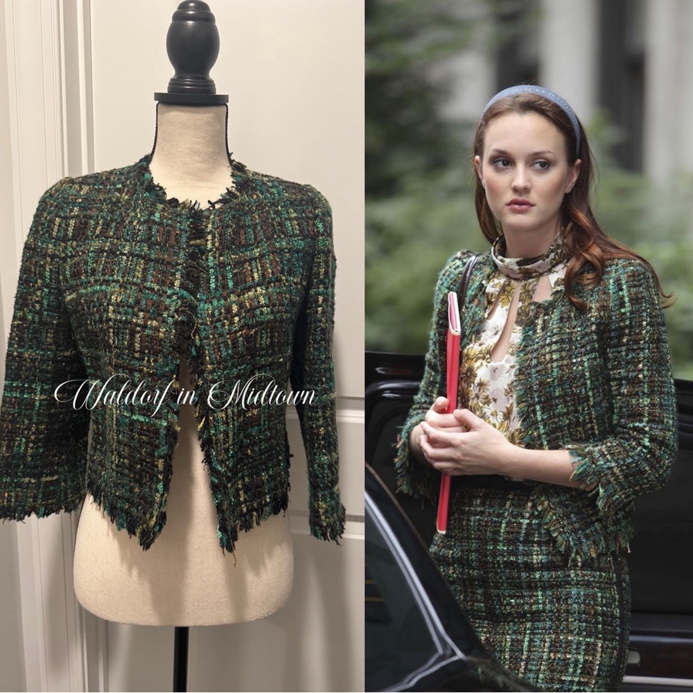ASO BLAIR WALDORF GREEN TWEED BLAZER - IT40/4 - Picture 1 of 6